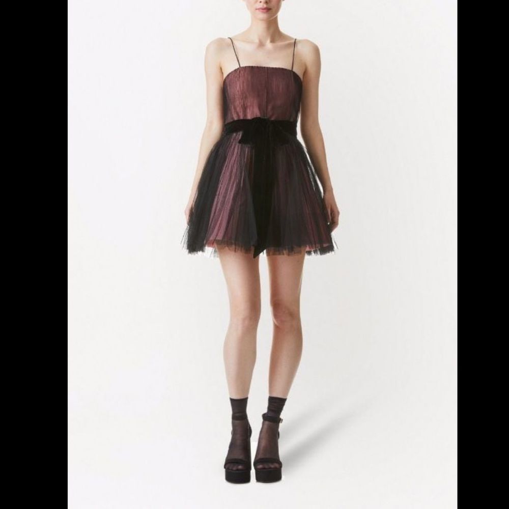 Alice+Oliviatulle-trim mini dress